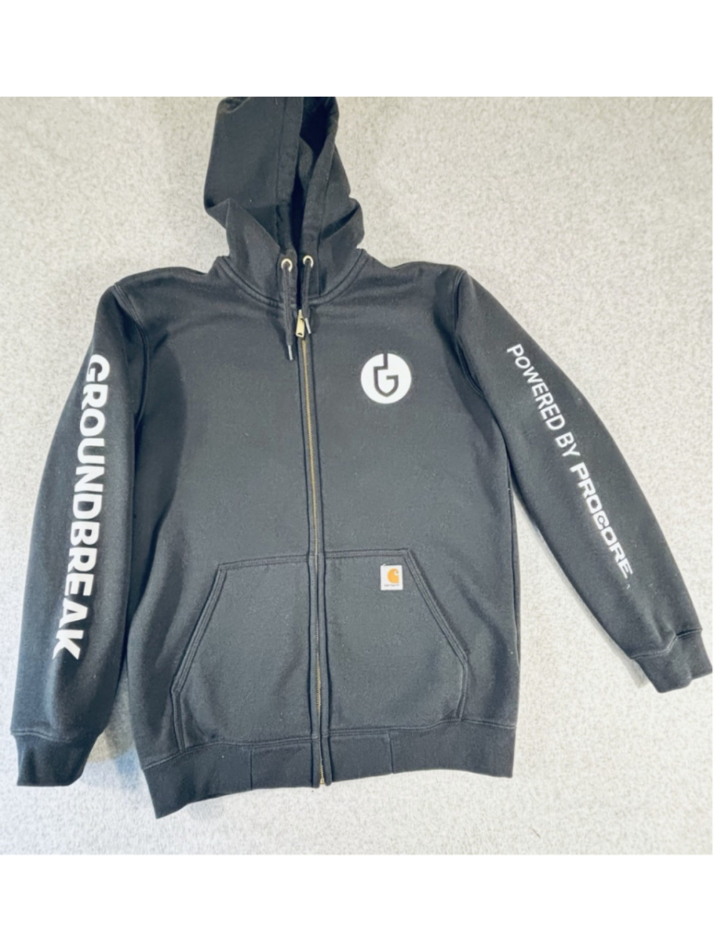Carhartt GroundBreak Procore Full Zip Hoodie Black Loose Fit Mens Medium